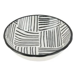 Tapas sausschaaltje Sevilla - zwarte streepjes - ø9x2,5 cm