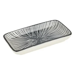 Tapas schaaltje Sevilla rechthoekig - zwarte lijnen - 12,5x6x5 cm