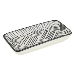 Tapas schaaltje Sevilla rechthoekig - zwarte streepjes - 12,5x6x5 cm