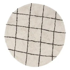Tapijt berber rond - zwart/beige - ø120 cm
