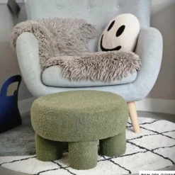 Tapijt berber rond - zwart/beige - ø120 cm