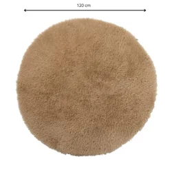 Tapijt fluffy rond - bruin - ø120 cm