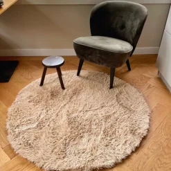 Tapijt fluffy rond - bruin - ø120 cm