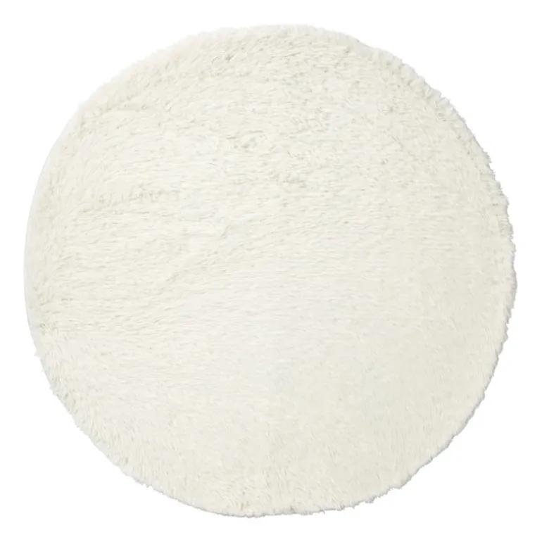 Tapijt hoogpolig rond - wit - ø120 cm