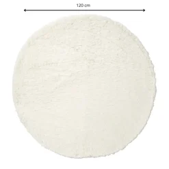 Tapijt hoogpolig rond - wit - ø120 cm