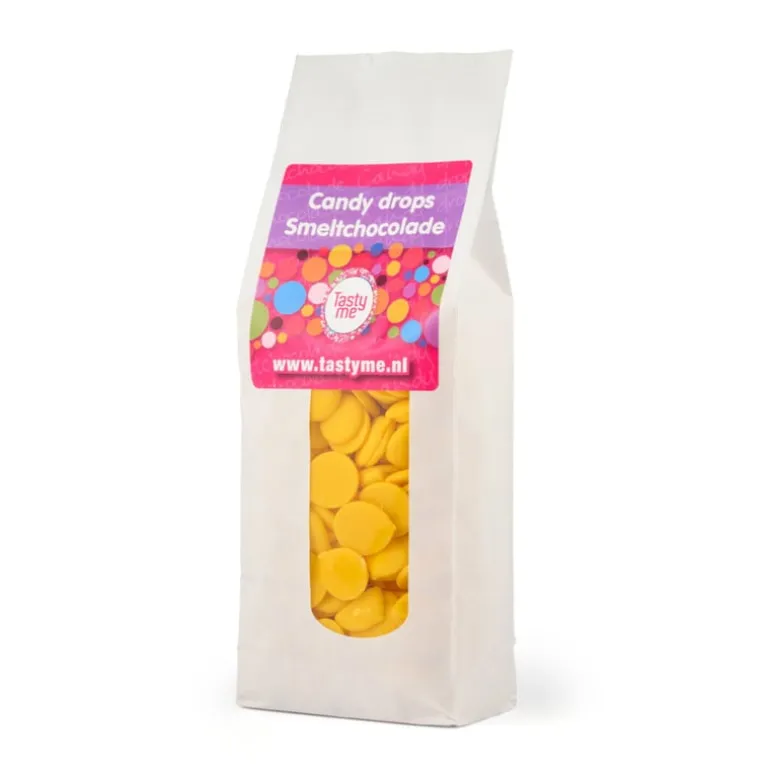 Tasty Me candy drops smeltchocolade - geel - 300 gram