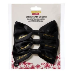 Team groom strik - zwart/goudkleurig - set van 3