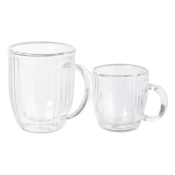 Theeglas dubbelwandig ribbel - ø7.5x8 cm - glas