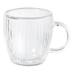 Theeglas dubbelwandig ribbel - ø7.5x8 cm - glas