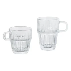Theeglas ribbel met oor hoog - 315 ml