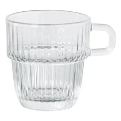 Theeglas ribbel met oor laag - 250 ml