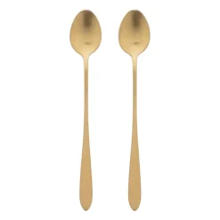 Theelepels lang - goudkleurig - set van 2