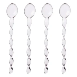 Theelepels roze - glas - set van 4