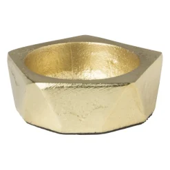 Theelichthouder achthoek - goud - ø5.5x2 cm