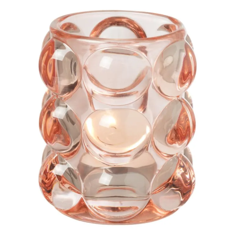 Theelichthouder bubbels - roze - ø8.5x9 cm