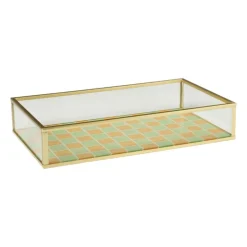 Tray goud met blokjes groot - goud/oranje/groen