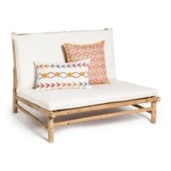 Tuinbank bamboe - naturel/wit- 100x87x74 cm