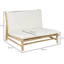 Tuinbank bamboe - naturel/wit- 100x87x74 cm