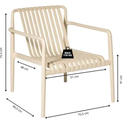 Tuinfauteuil Lea - beige - 75.5x75.5x66.5 cm