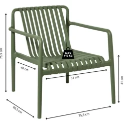Tuinfauteuil Lea - groen - 75.5x75.5x66.5 cm