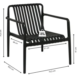Tuinfauteuil Lea - zwart - 75.5x75.5x66.5 cm