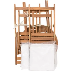 Tuinset Kreta met kussens - rond - set van 3 - bruin/wit