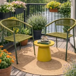 Tuinstoel gevlochten Capri met armleuning - groen