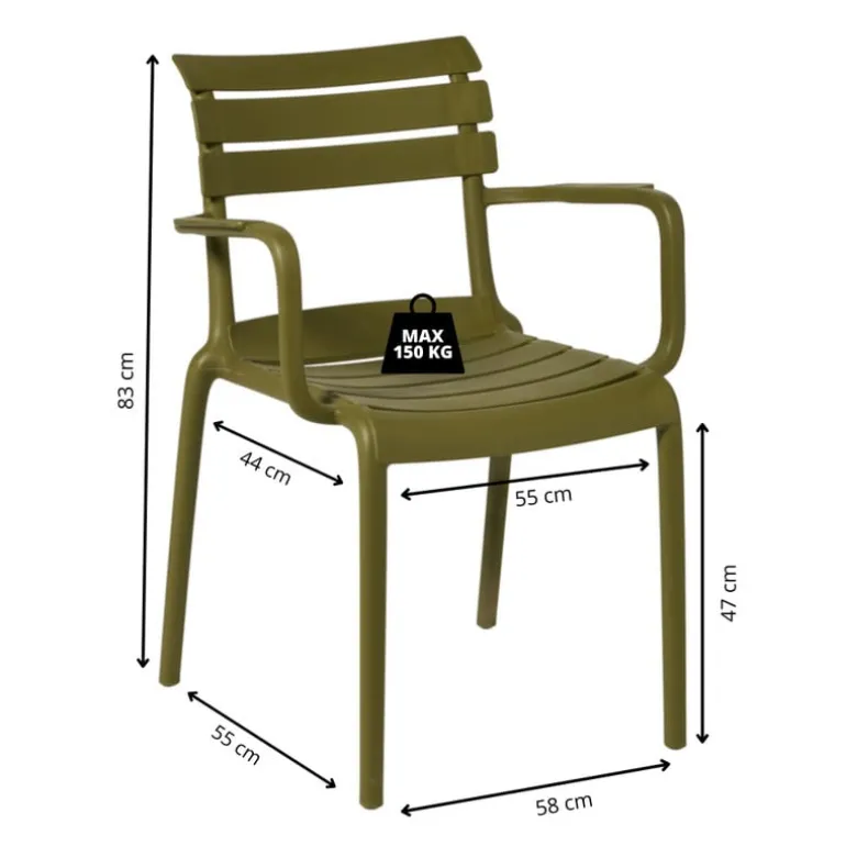 Tuinstoel met armleuning Napoli - groen - 83x55x48 cm