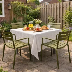 Tuinstoel met armleuning Napoli - groen - 83x55x48 cm