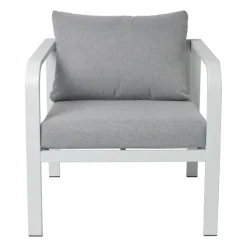 Tuinstoel Tenerife met kussens - wit/grijs - 64x70x74 cm