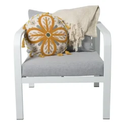 Tuinstoel Tenerife met kussens - wit/grijs - 64x70x74 cm