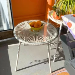 Tuintafel Hawaii - beige/transparant - ø45x42 cm