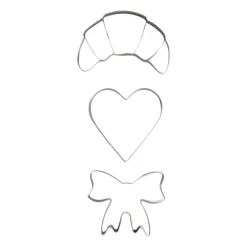 Uitsteekvormpjes croisssant, hart, strik - set van 3