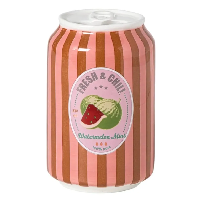 Vaas blikje watermeloen - oranje/roze - ø6.5x11 cm