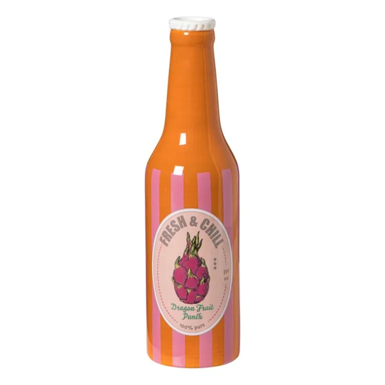 Vaas flesje dragonfruit - roze/oranje - ø6.5x24 cm