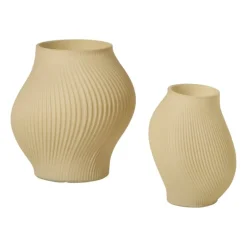 Vaas ribbel klein - beige - ø12x15 cm