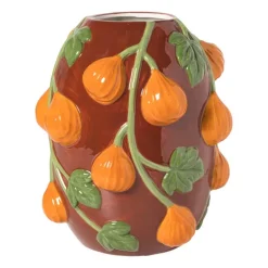 Vaas vijgen - bordeauxrood/oranje - ø22x24.5 cm