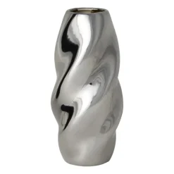 Vaas wave rond - zilverkleurig - ø10x21 cm