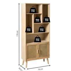 Vakkenkast Java met deuren - bruin - 170x70x33.5 cm