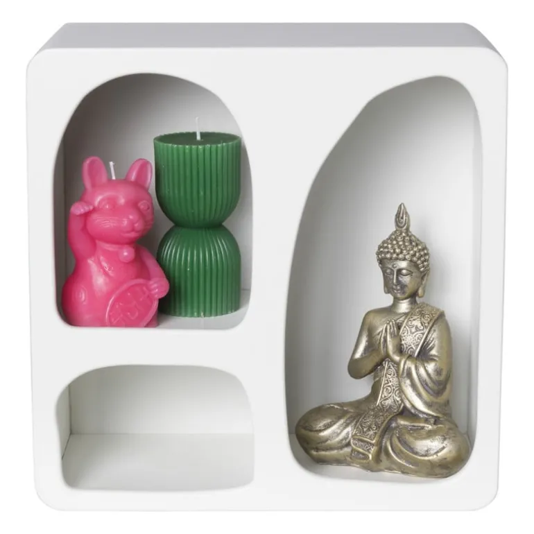 3 vakkenkast Zaha organic - MDF - wit - 30x30x15 cm