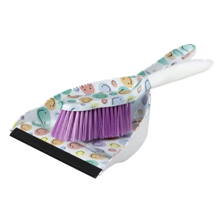 Veger en blik smiley - set van 2 - 35x22x10 cm