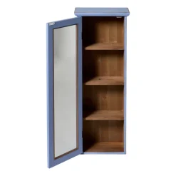 Vitrinekast 1 deur - blauw - 80x30x15 cm