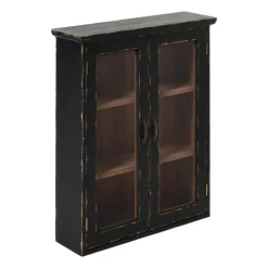 Vitrinekast 2 deuren - zwart - 60x50x15 cm