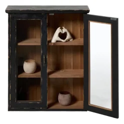 Vitrinekast 2 deuren - zwart - 60x50x15 cm