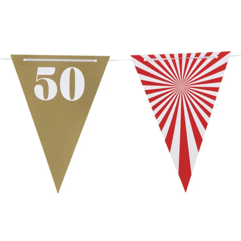 Vlaggenlijn 50 jaar - rood - 10 meter