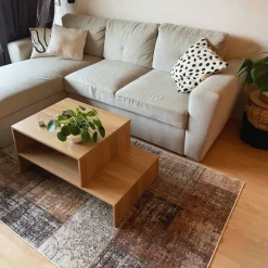 Vloerkleed patchwork - bruin/wit - 120x180 cm