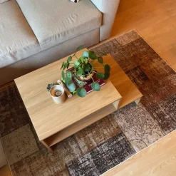 Vloerkleed patchwork - bruin/wit - 120x180 cm