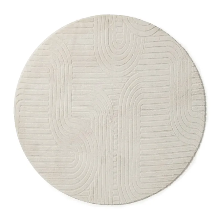 Vloerkleed wave - wit - ø120 cm