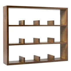 Wandkastje voor 12 mokken - bruin - 45x38x9 cm