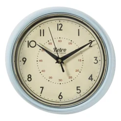 Wandklok retro - lichtblauw - Ø24x6.5 cm